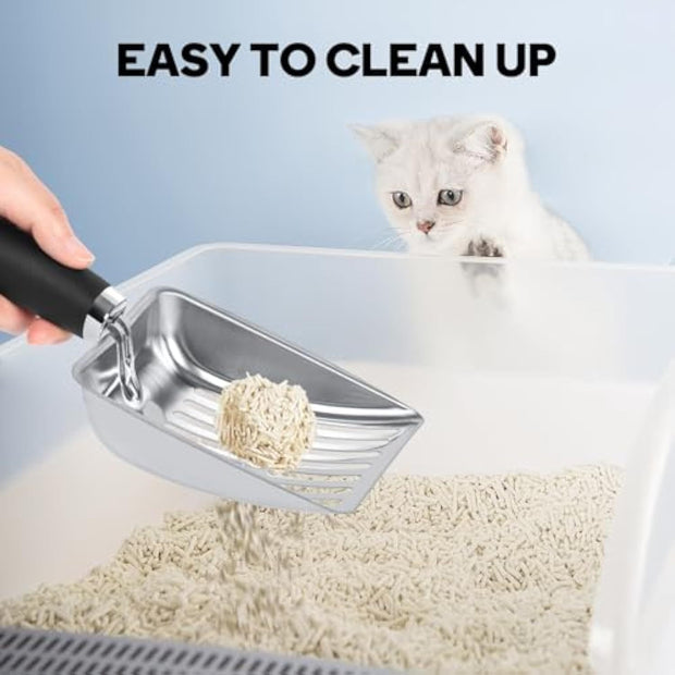 Cat Litter Scoop Kitty Metal Scooper Stainless Steel Sifter Heavy Duty Poop Sifting Kitten Poop Sifter