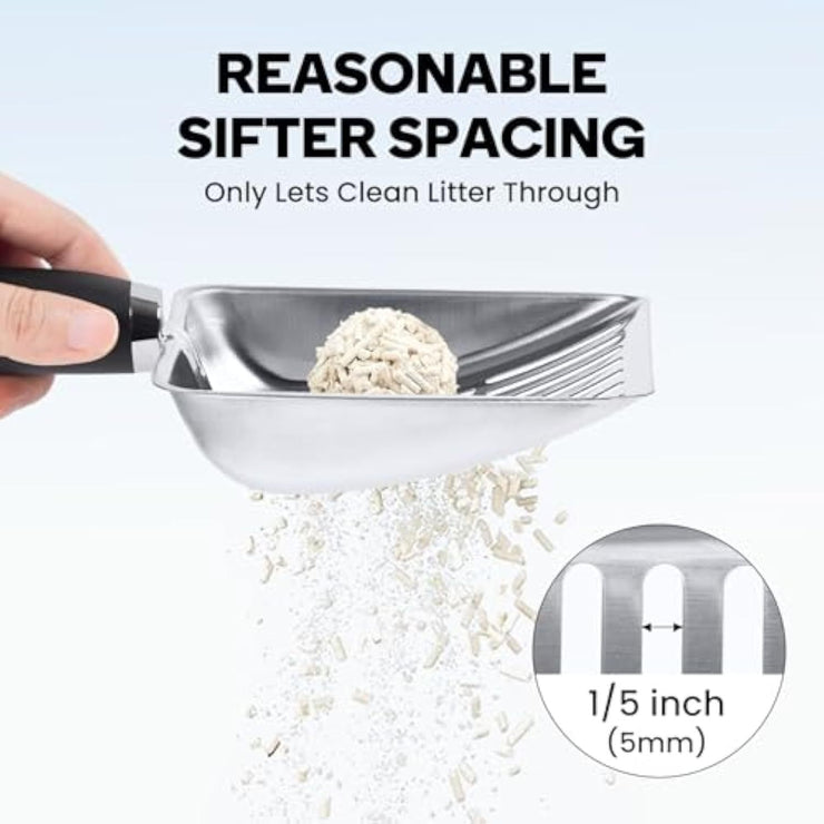 Cat Litter Scoop Kitty Metal Scooper Stainless Steel Sifter Heavy Duty Poop Sifting Kitten Poop Sifter